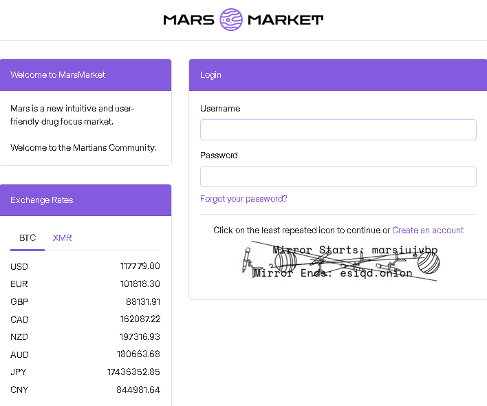 Mars Market Platform Interface